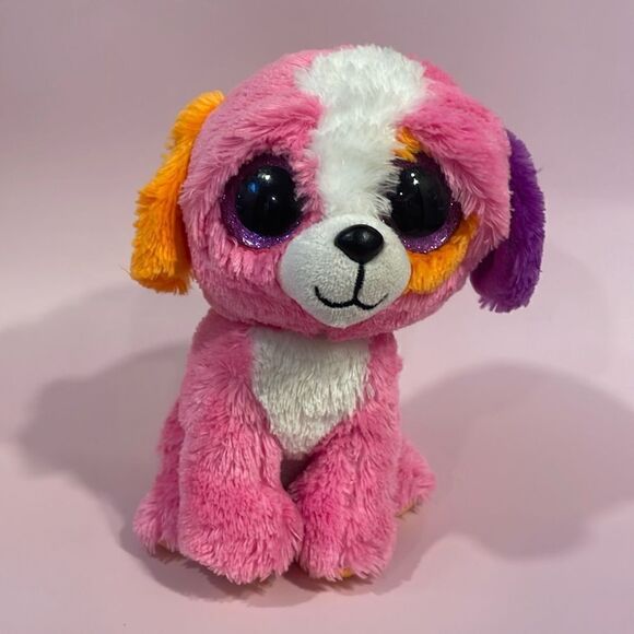 2016 Ty Beanie Boos Precious the Pink/Orange/Purple Dog Excellent Used Cond… - Picture 1 of 7
